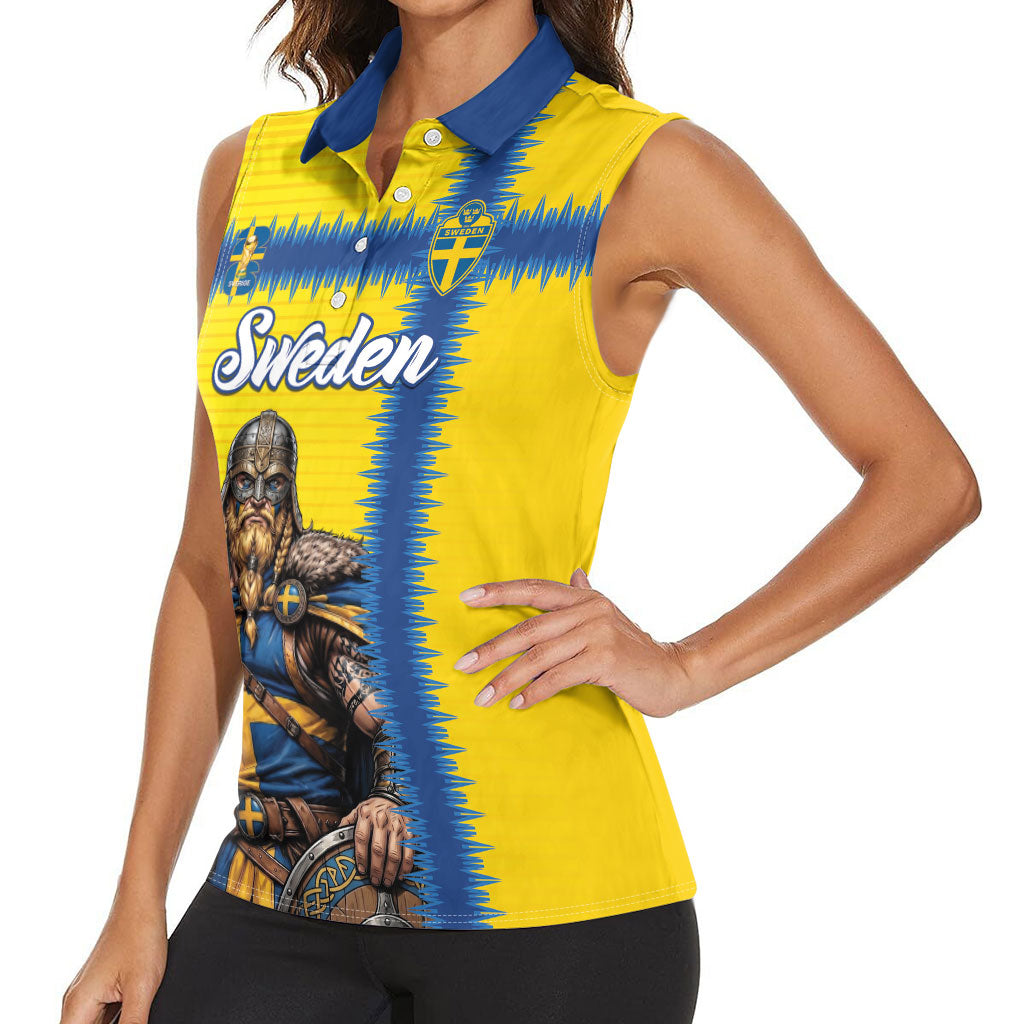 Custom World Football 2026 Sweden Women Sleeveless Polo Shirt Go Blagult Viking Glory