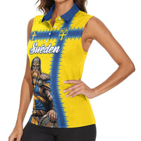 Custom World Football 2026 Sweden Women Sleeveless Polo Shirt Go Blagult Viking Glory