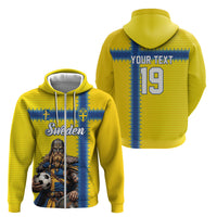 Custom World Football 2026 Sweden Zip Hoodie Go Blagult Viking Glory