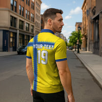Custom World Football 2026 Sweden Zipper Polo Shirt Go Blagult Viking Glory