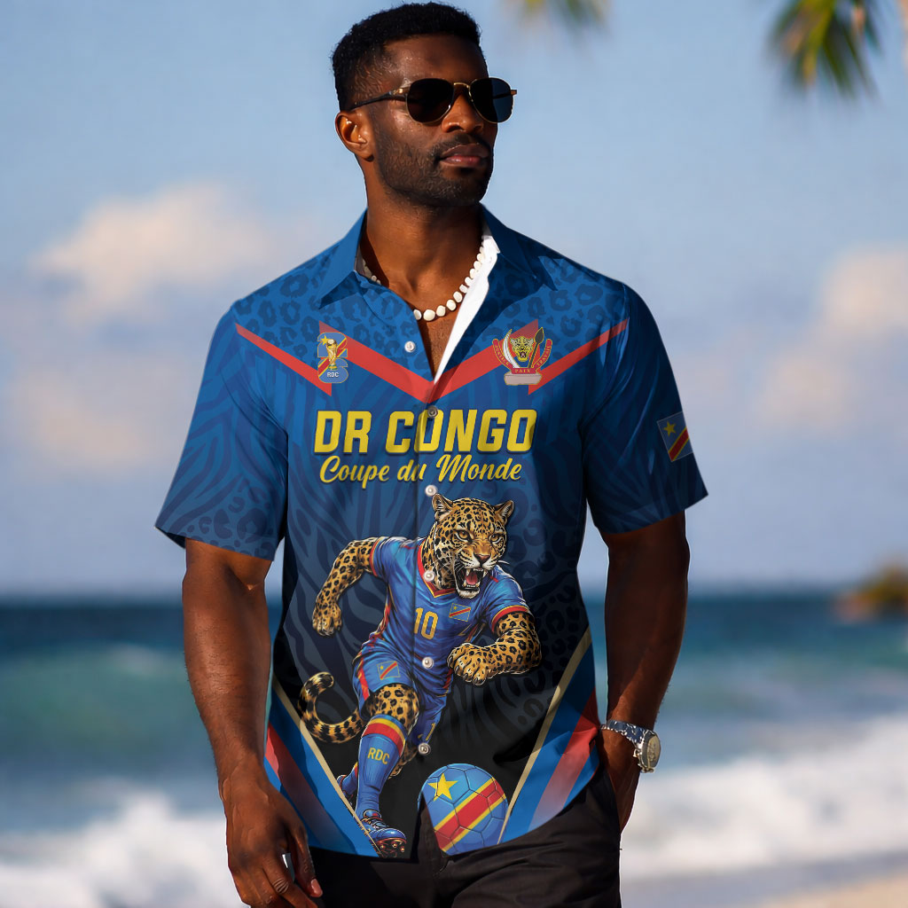 Custom World Football 2026 DR Congo Hawaiian Shirt Les Leopards Coupe du Monde Glory LT19