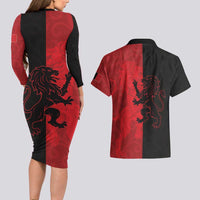 Italy Aosta Valley Couples Matching Long Sleeve Bodycon Dress and Hawaiian Shirt Emblem With Flag Style LT19