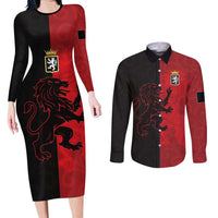 Italy Aosta Valley Couples Matching Long Sleeve Bodycon Dress and Long Sleeve Button Shirt Emblem With Flag Style LT19