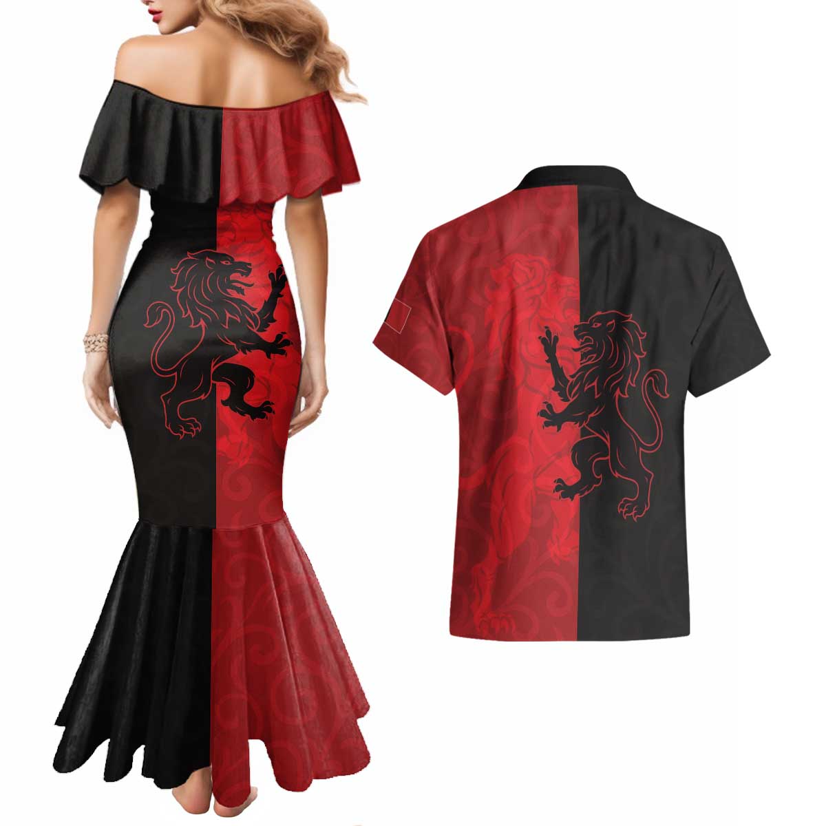 Italy Aosta Valley Couples Matching Mermaid Dress and Hawaiian Shirt Emblem With Flag Style LT19