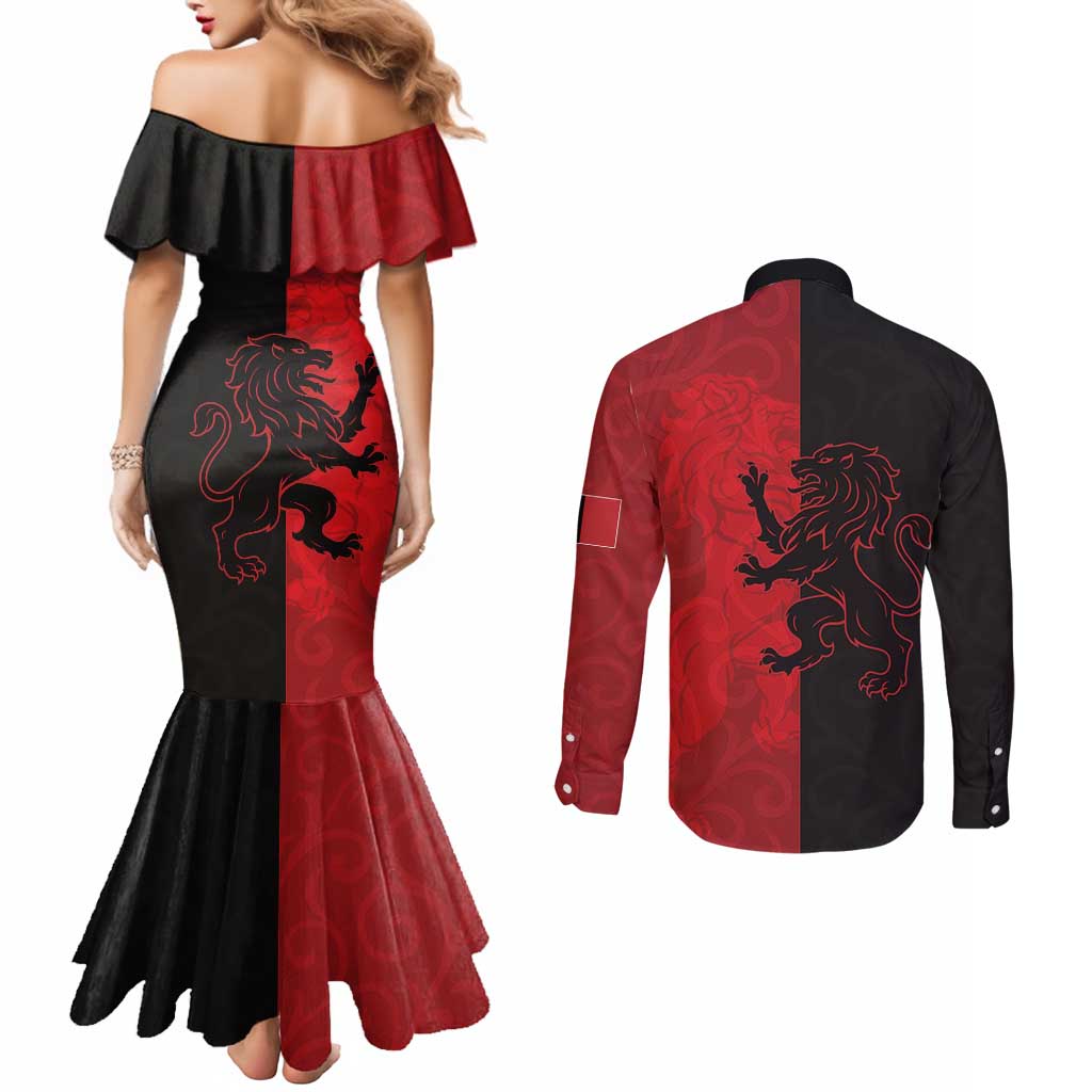 Italy Aosta Valley Couples Matching Mermaid Dress and Long Sleeve Button Shirt Emblem With Flag Style LT19