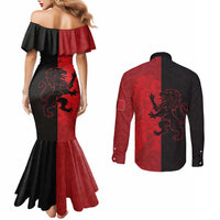 Italy Aosta Valley Couples Matching Mermaid Dress and Long Sleeve Button Shirt Emblem With Flag Style LT19