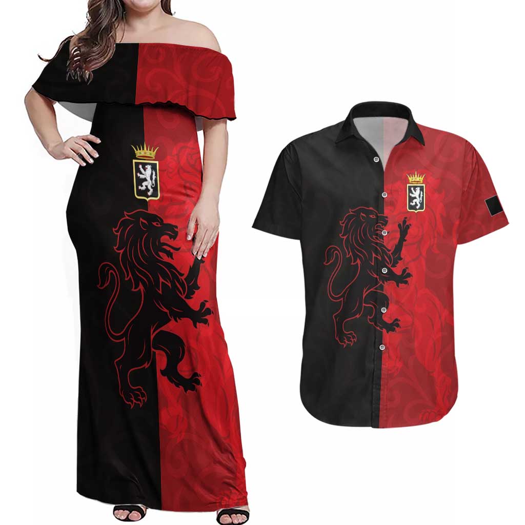 Italy Aosta Valley Couples Matching Off Shoulder Maxi Dress and Hawaiian Shirt Emblem With Flag Style LT19