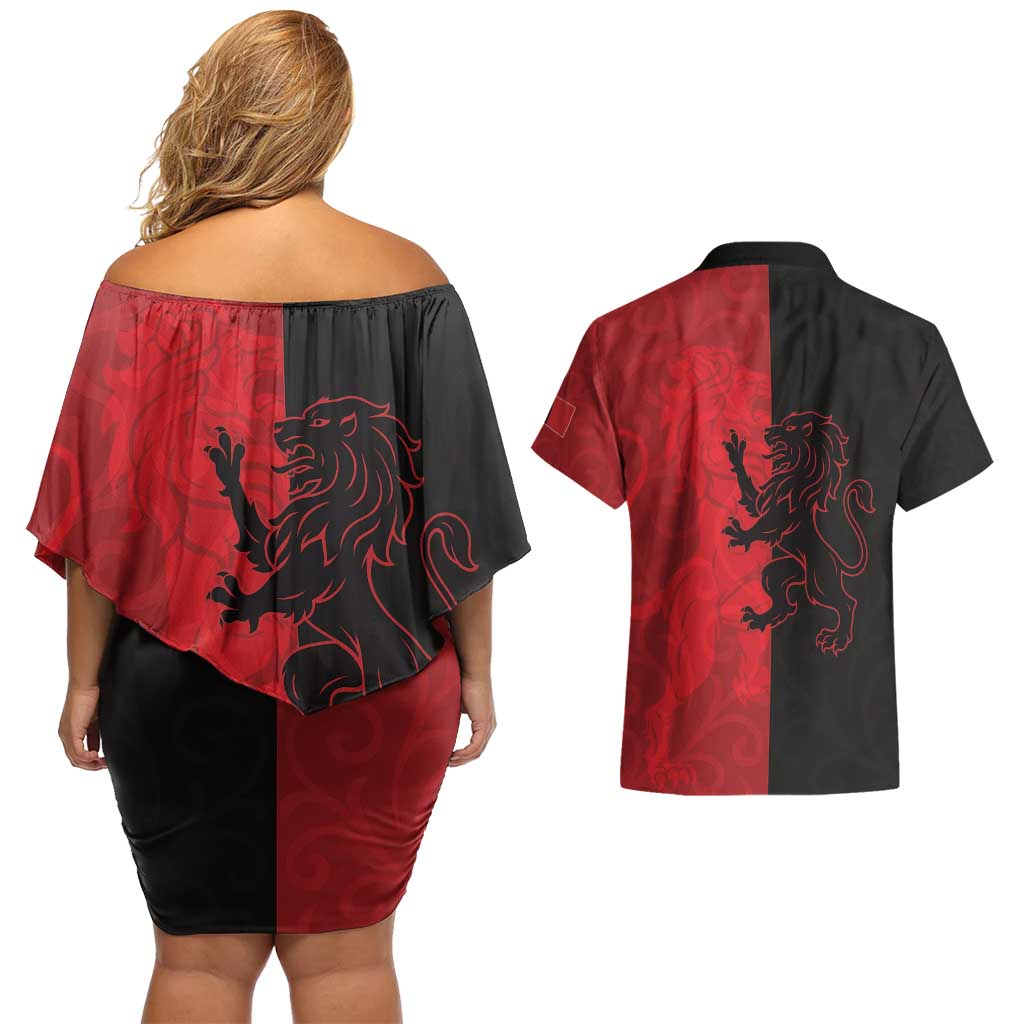 Italy Aosta Valley Couples Matching Off Shoulder Short Dress and Hawaiian Shirt Emblem With Flag Style LT19