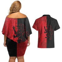 Italy Aosta Valley Couples Matching Off Shoulder Short Dress and Hawaiian Shirt Emblem With Flag Style LT19