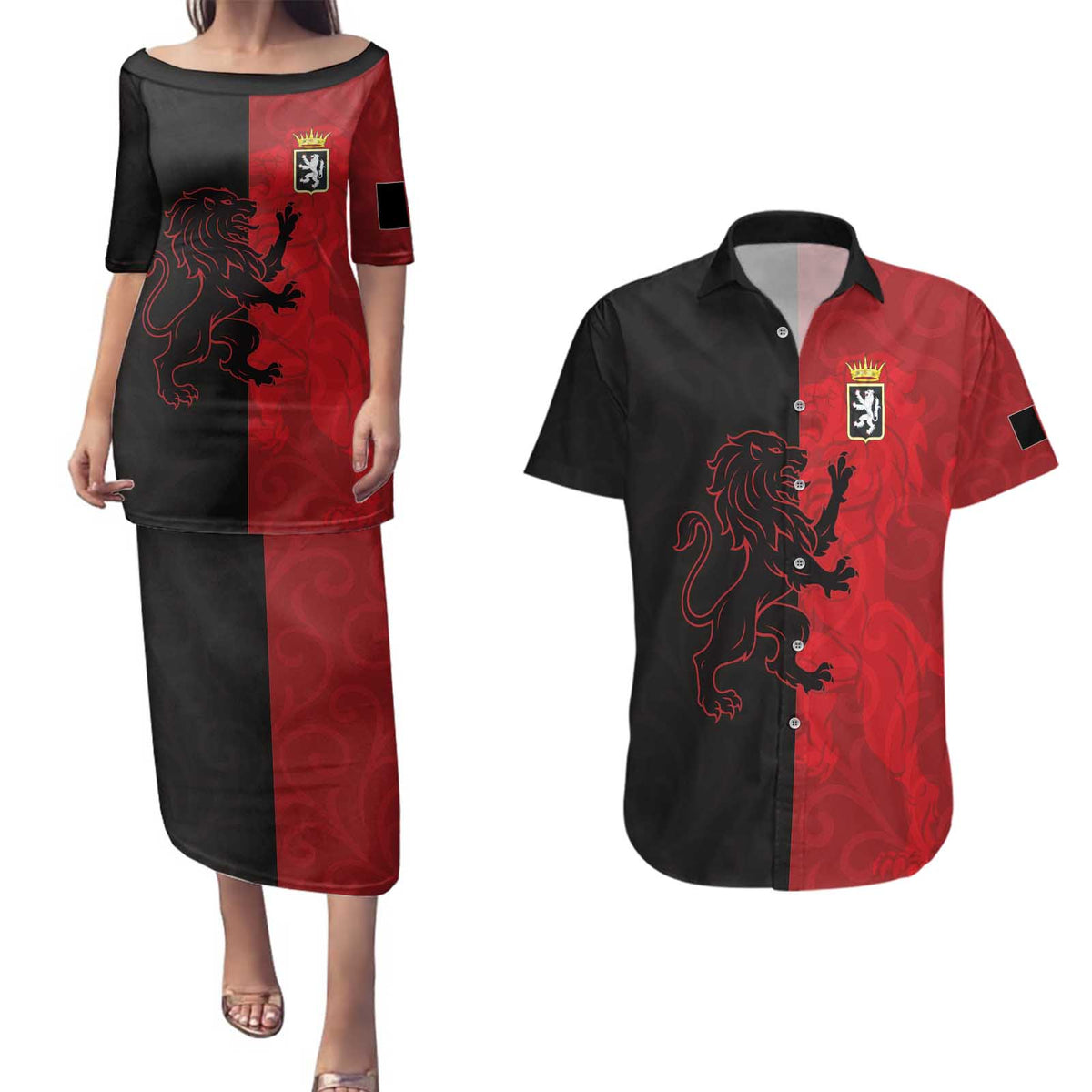 Italy Aosta Valley Couples Matching Puletasi and Hawaiian Shirt Emblem With Flag Style LT19