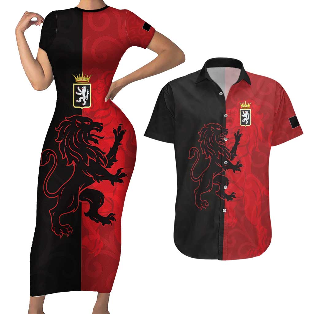 Italy Aosta Valley Couples Matching Short Sleeve Bodycon Dress and Hawaiian Shirt Emblem With Flag Style LT19