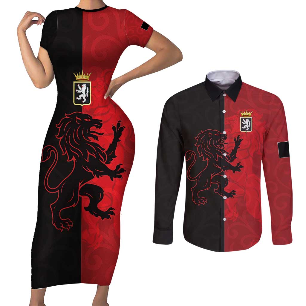 Italy Aosta Valley Couples Matching Short Sleeve Bodycon Dress and Long Sleeve Button Shirt Emblem With Flag Style LT19