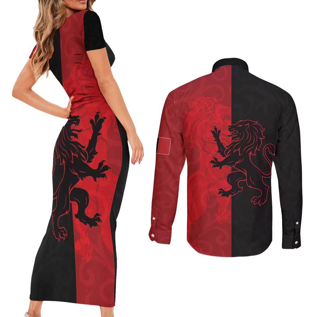 Italy Aosta Valley Couples Matching Short Sleeve Bodycon Dress and Long Sleeve Button Shirt Emblem With Flag Style LT19