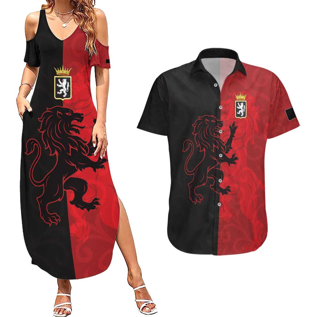 Italy Aosta Valley Couples Matching Summer Maxi Dress and Hawaiian Shirt Emblem With Flag Style LT19
