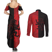 Italy Aosta Valley Couples Matching Summer Maxi Dress and Long Sleeve Button Shirt Emblem With Flag Style LT19