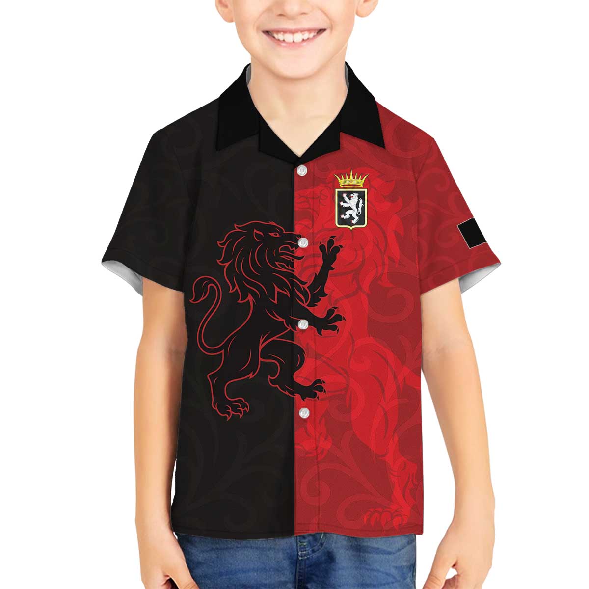 Italy Aosta Valley Family Matching Off The Shoulder Long Sleeve Dress and Hawaiian Shirt Emblem With Flag Style LT19