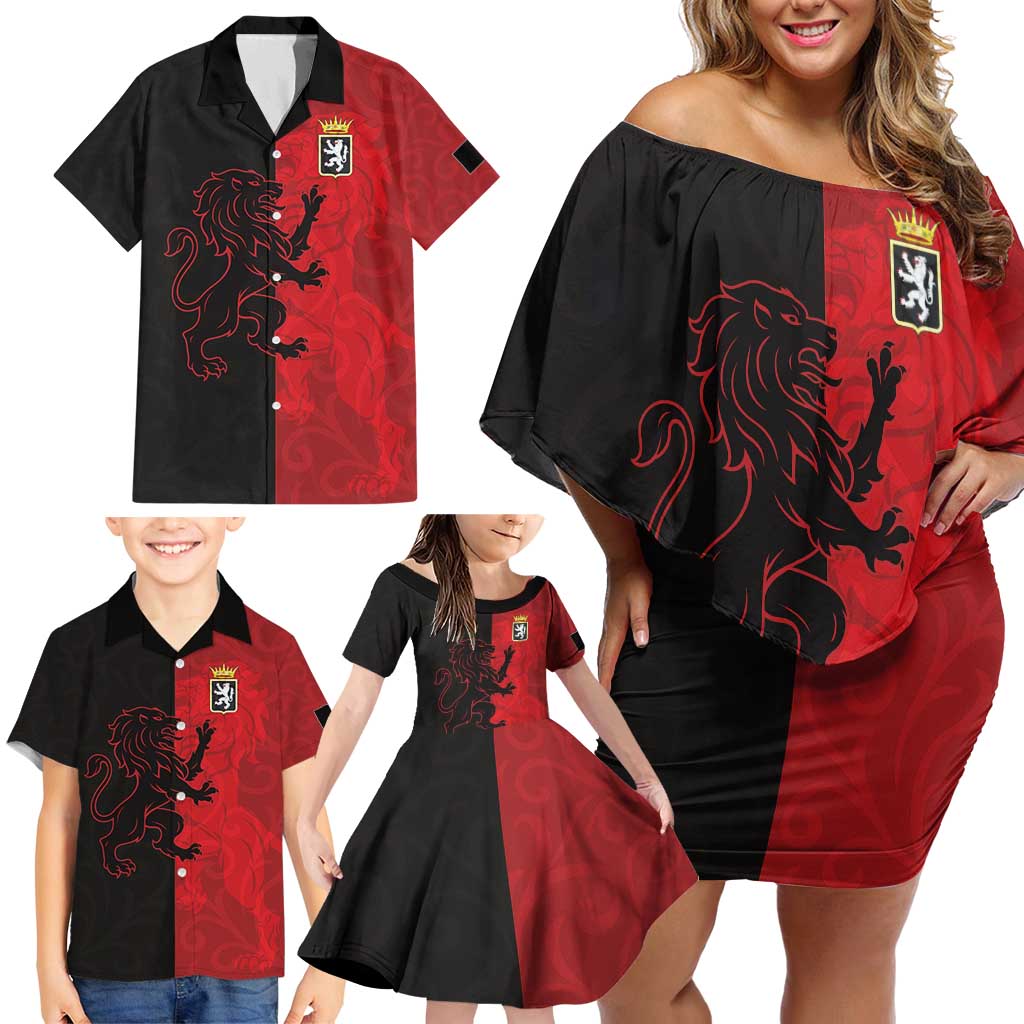 Italy Aosta Valley Family Matching Off Shoulder Short Dress and Hawaiian Shirt Emblem With Flag Style LT19