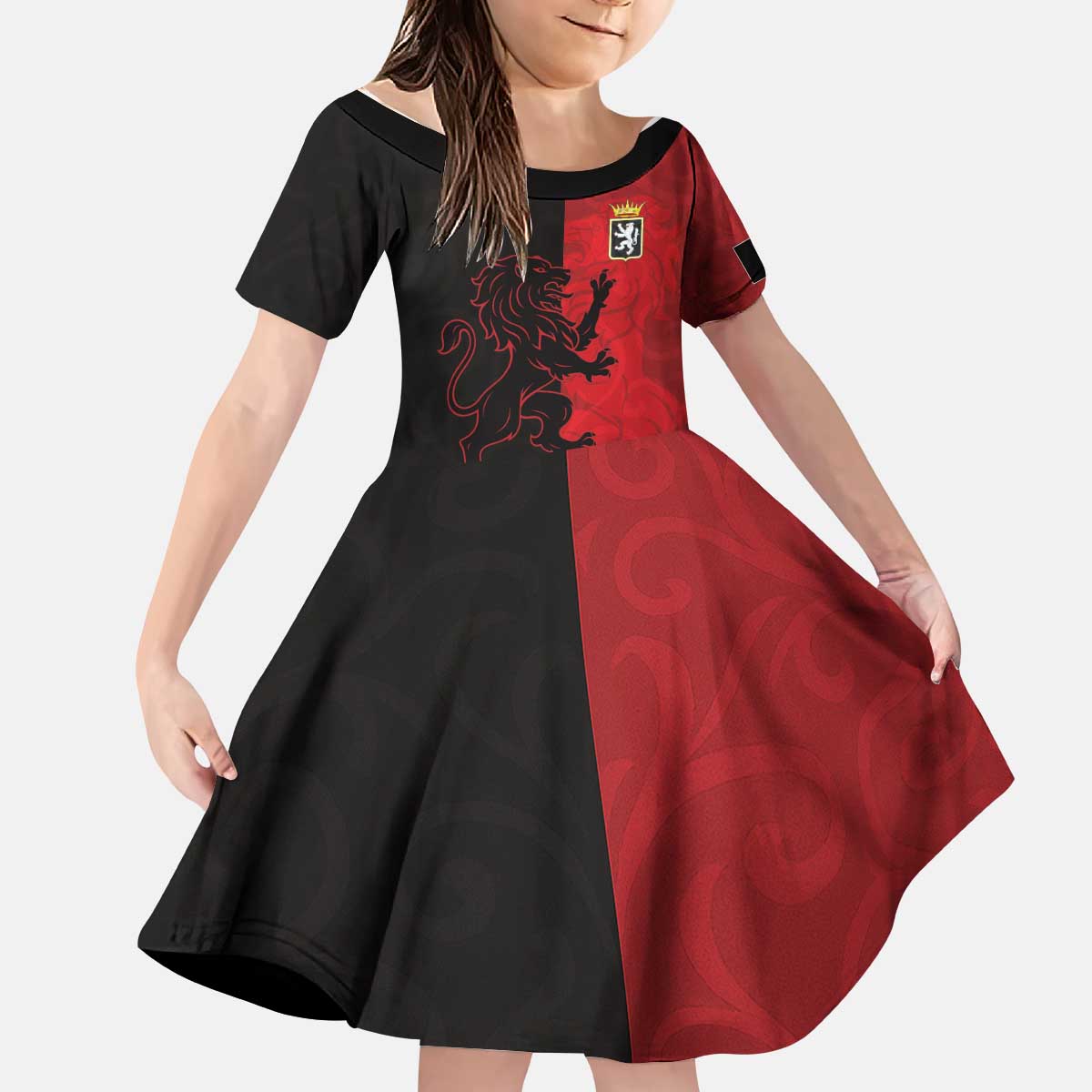 Italy Aosta Valley Kid Short Sleeve Dress Emblem With Flag Style LT19