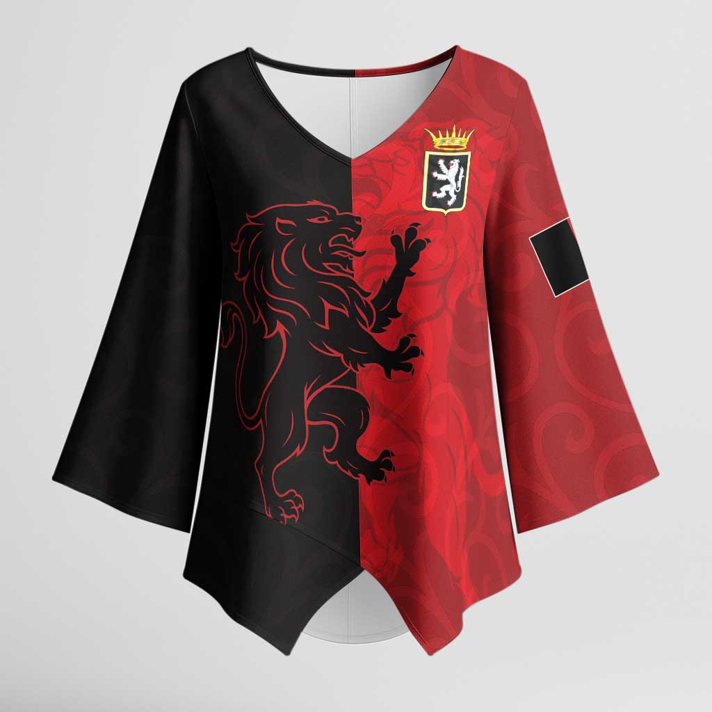 Italy Aosta Valley Kimono Sleeve Blouse Emblem With Flag Style LT19