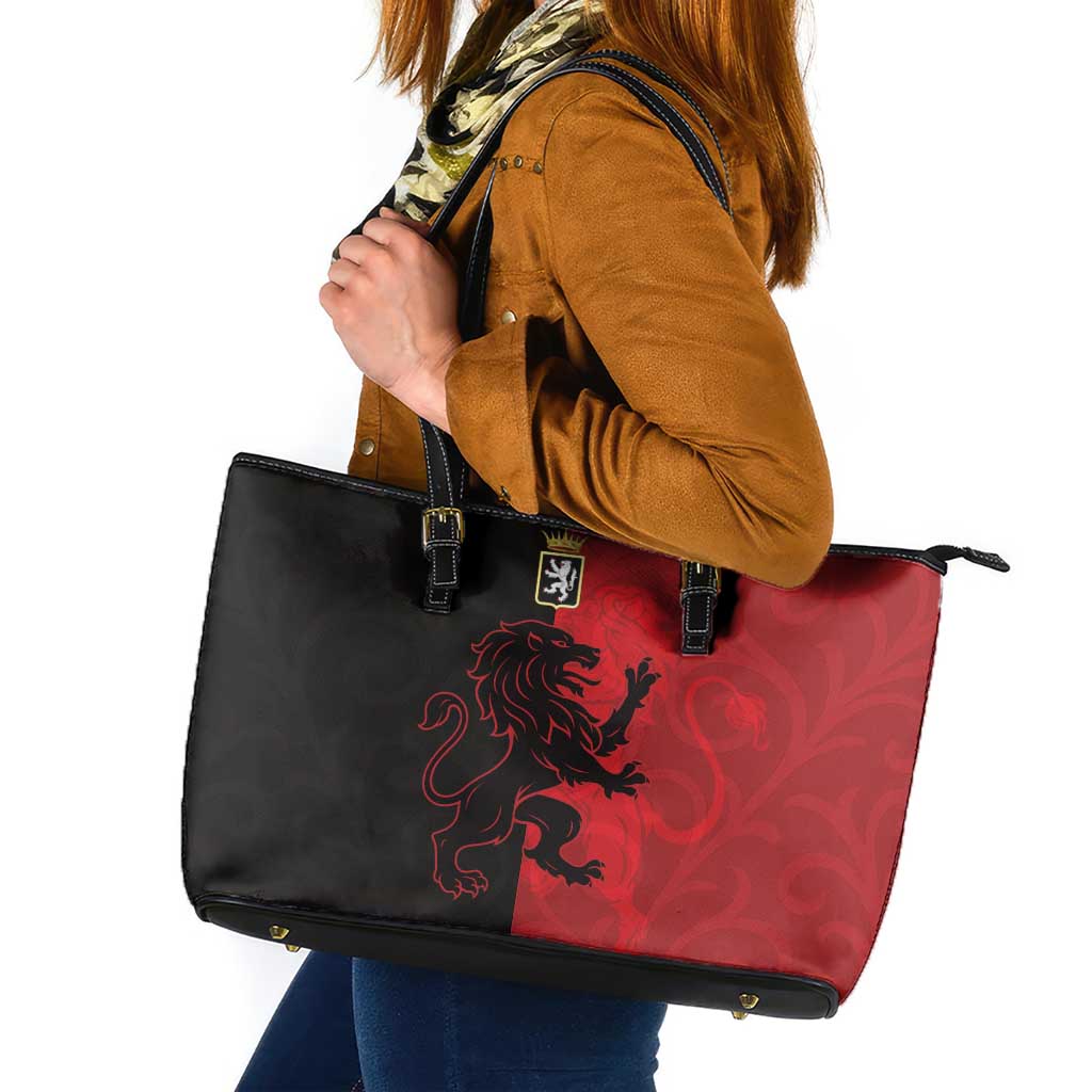 Italy Aosta Valley Leather Tote Bag Emblem With Flag Style - Wonder Print Shop