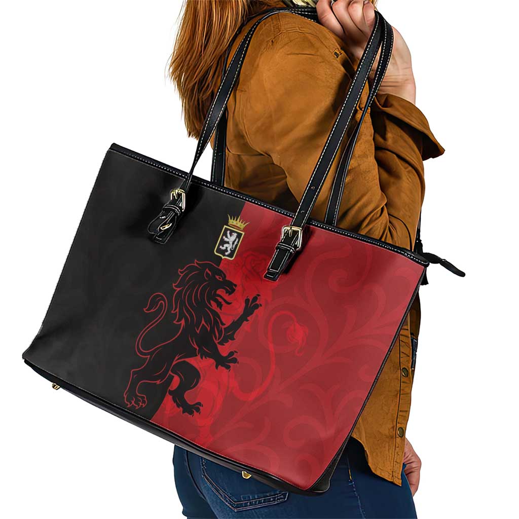 Italy Aosta Valley Leather Tote Bag Emblem With Flag Style - Wonder Print Shop