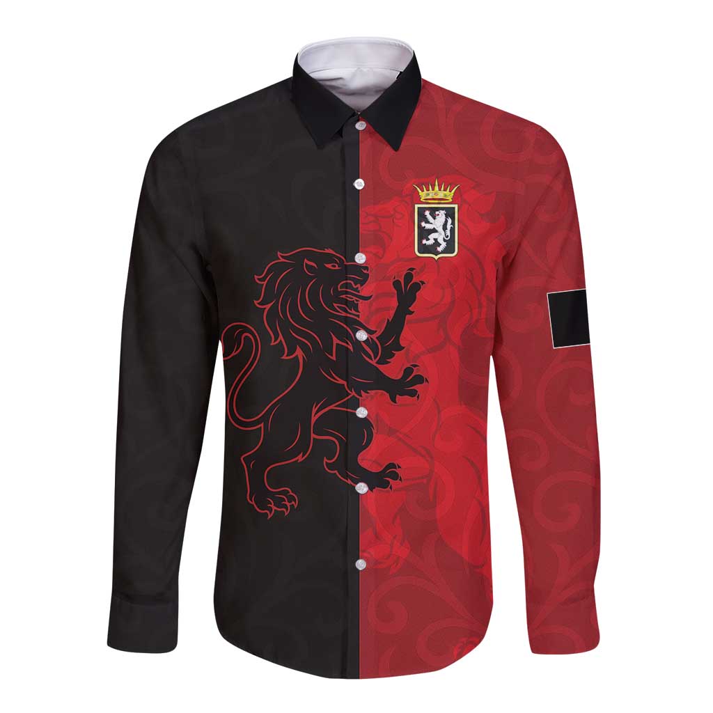 Italy Aosta Valley Long Sleeve Button Shirt Emblem With Flag Style LT19