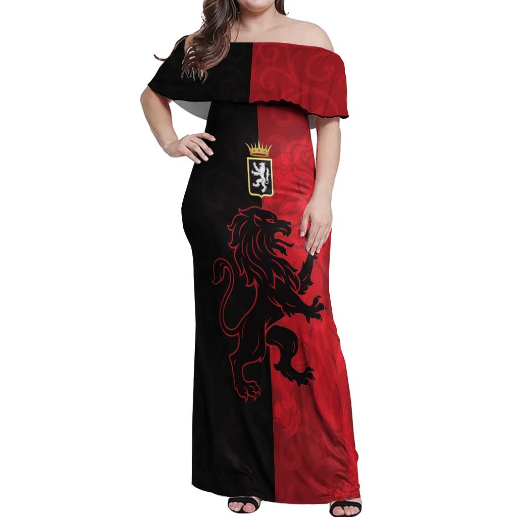 Italy Aosta Valley Off Shoulder Maxi Dress Emblem With Flag Style LT19