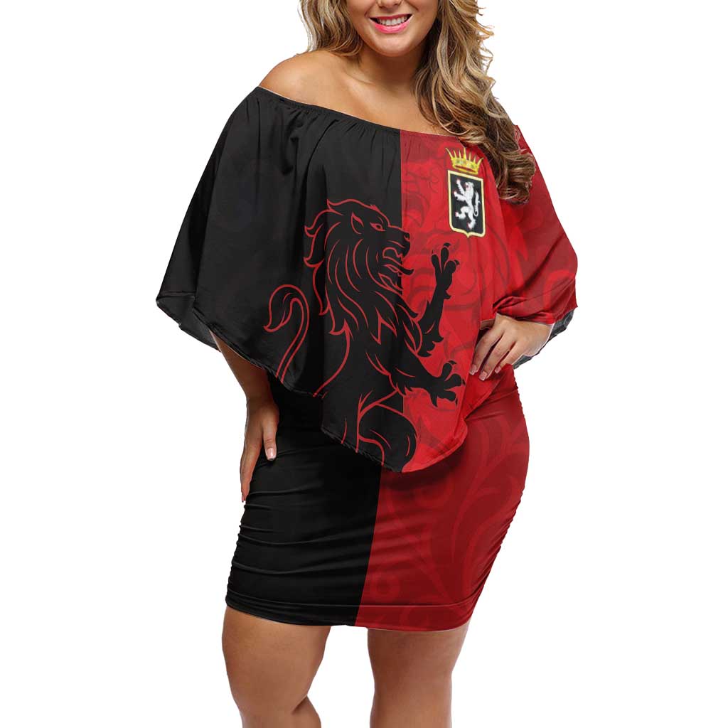 Italy Aosta Valley Off Shoulder Short Dress Emblem With Flag Style LT19