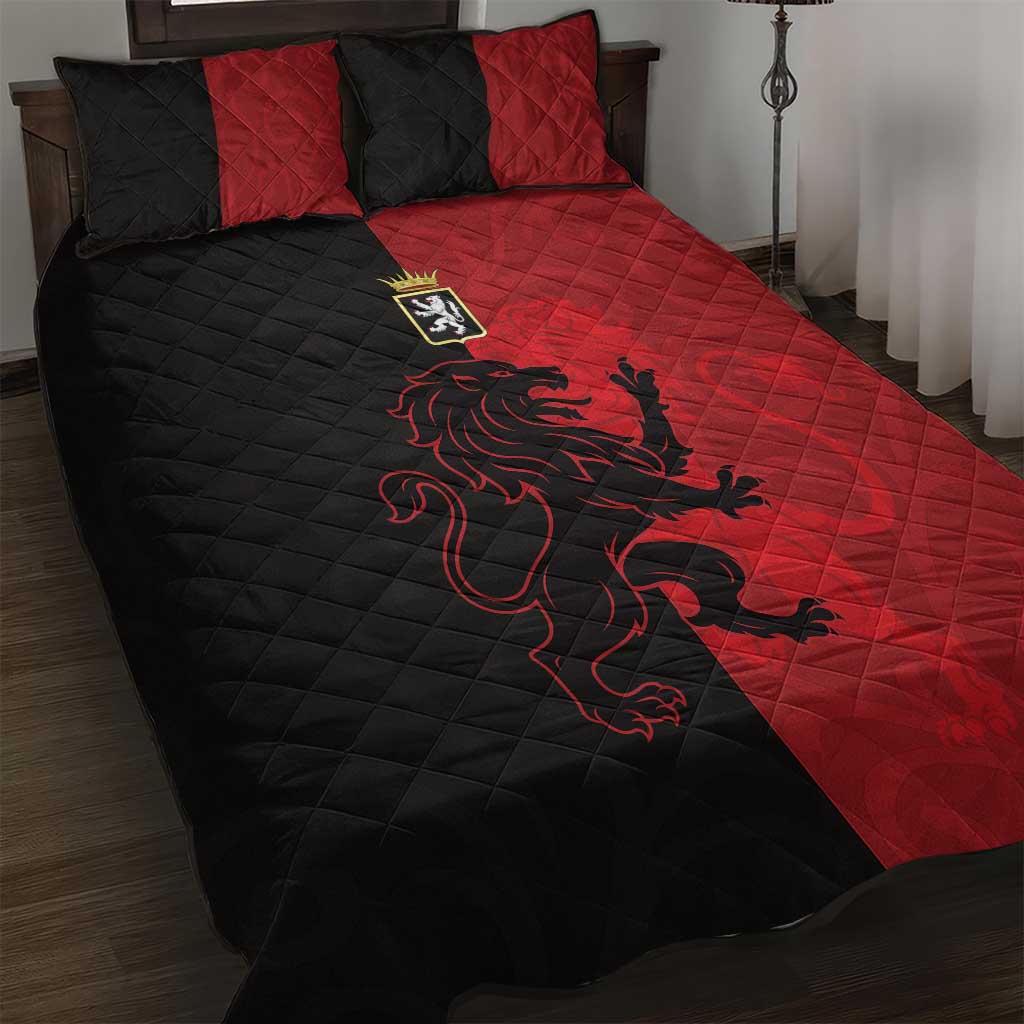 Italy Aosta Valley Quilt Bed Set Emblem With Flag Style - Wonder Print Shop