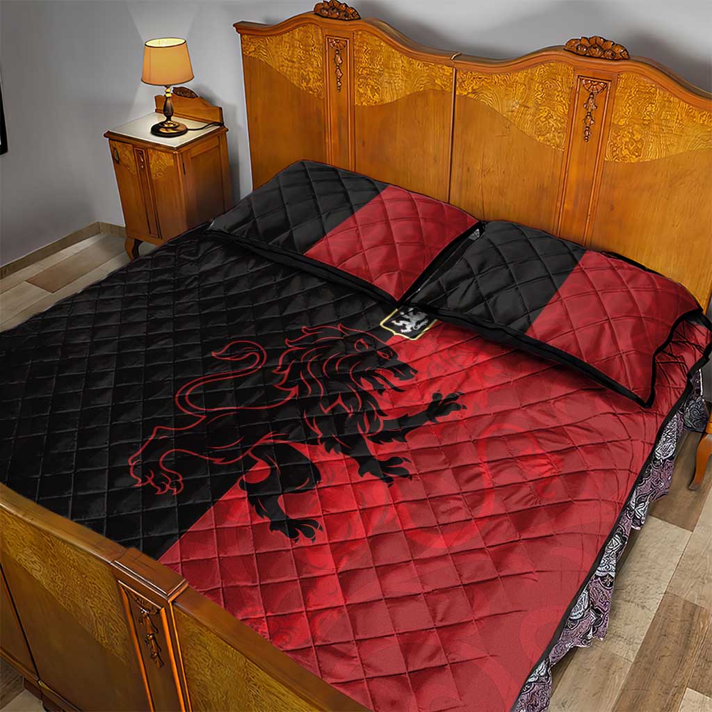 Italy Aosta Valley Quilt Bed Set Emblem With Flag Style - Wonder Print Shop