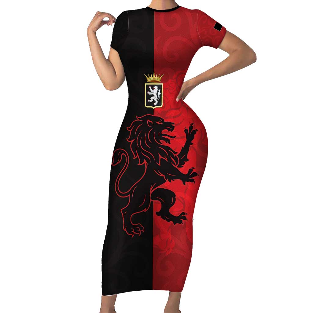 Italy Aosta Valley Short Sleeve Bodycon Dress Emblem With Flag Style LT19