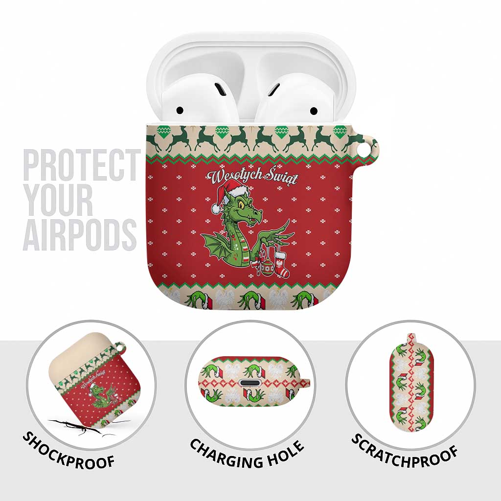 Poland Dinosaur Christmas AirPods Case Polish Smok Wawelski Wesołych Swiat - Wonder Print Shop
