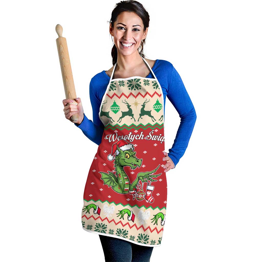Poland Dinosaur Christmas Apron Polish Smok Wawelski Wesołych Swiat - Wonder Print Shop