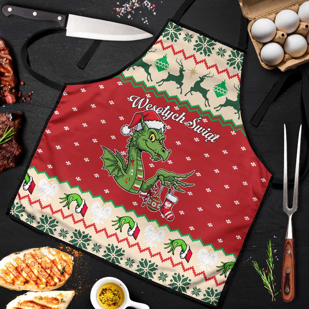 Poland Dinosaur Christmas Apron Polish Smok Wawelski Wesołych Swiat - Wonder Print Shop