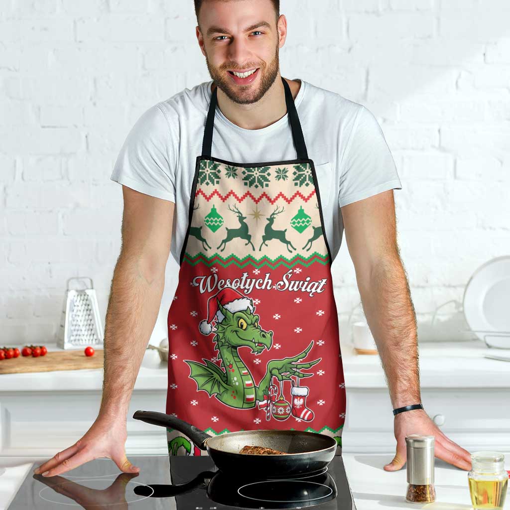 Poland Dinosaur Christmas Apron Polish Smok Wawelski Wesołych Swiat - Wonder Print Shop