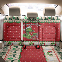 Poland Dinosaur Christmas Back Car Seat Cover Polish Smok Wawelski Wesołych Swiat - Wonder Print Shop