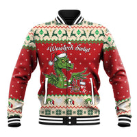 Poland Dinosaur Christmas Baseball Jacket Polish Smok Wawelski Wesołych Swiat - Wonder Print Shop
