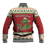 Poland Dinosaur Christmas Baseball Jacket Polish Smok Wawelski Wesołych Swiat - Wonder Print Shop