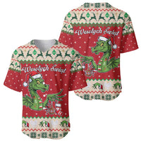 Poland Dinosaur Christmas Baseball Jersey Polish Smok Wawelski Wesołych Swiat - Wonder Print Shop