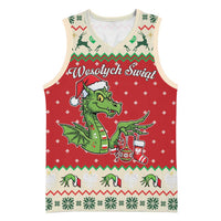 Poland Dinosaur Christmas Basketball Jersey Polish Smok Wawelski Wesołych Swiat - Wonder Print Shop