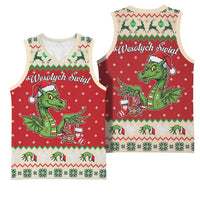 Poland Dinosaur Christmas Basketball Jersey Polish Smok Wawelski Wesołych Swiat - Wonder Print Shop