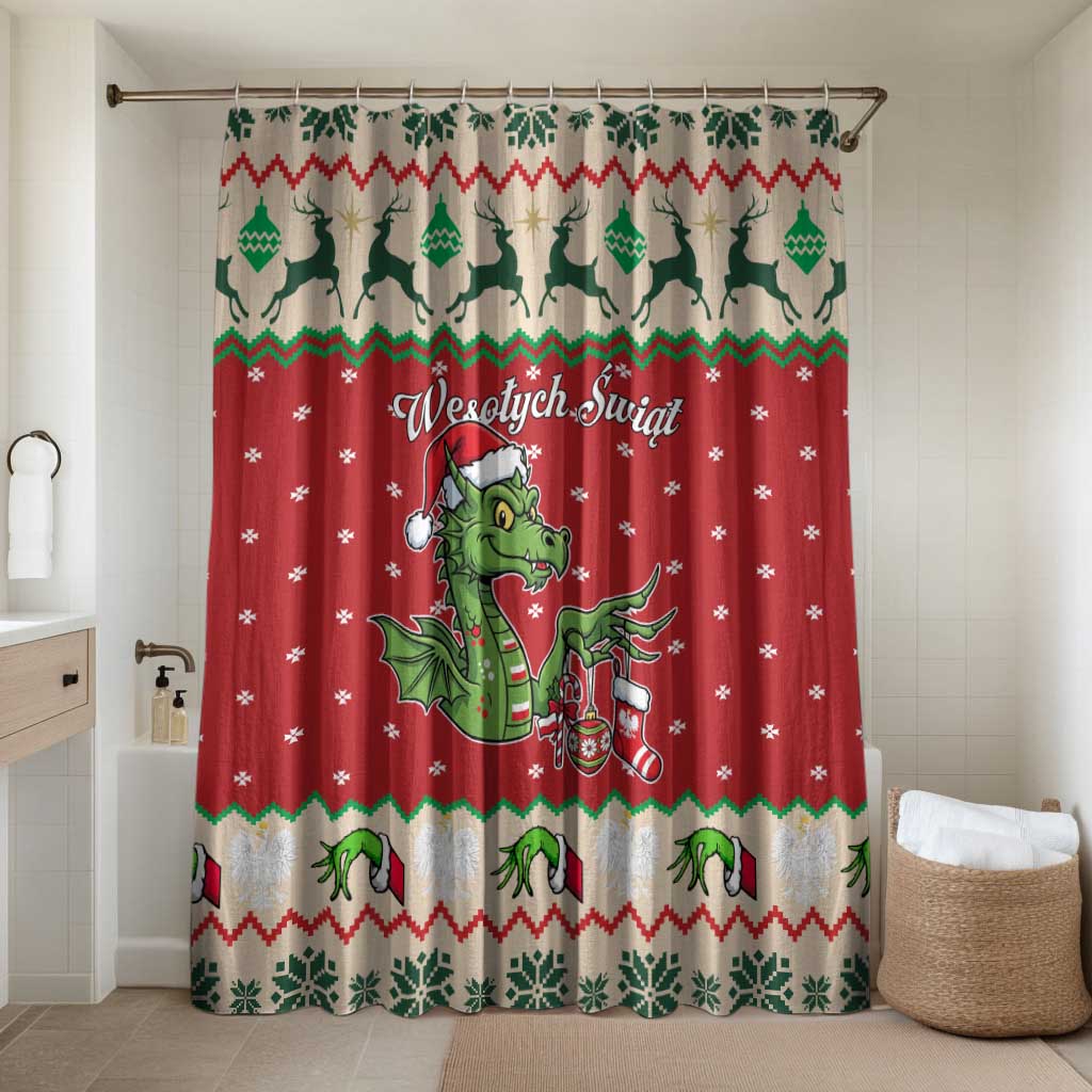 Poland Dinosaur Christmas Bathroom Set Polish Smok Wawelski Wesołych Swiat - Wonder Print Shop