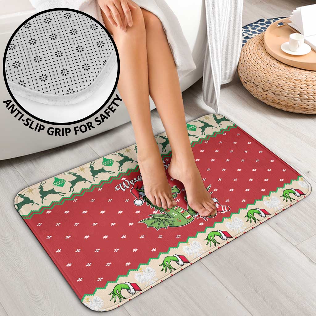 Poland Dinosaur Christmas Bathroom Set Polish Smok Wawelski Wesołych Swiat - Wonder Print Shop