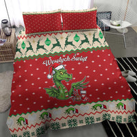 Poland Dinosaur Christmas Bedding Set Polish Smok Wawelski Wesołych Swiat - Wonder Print Shop