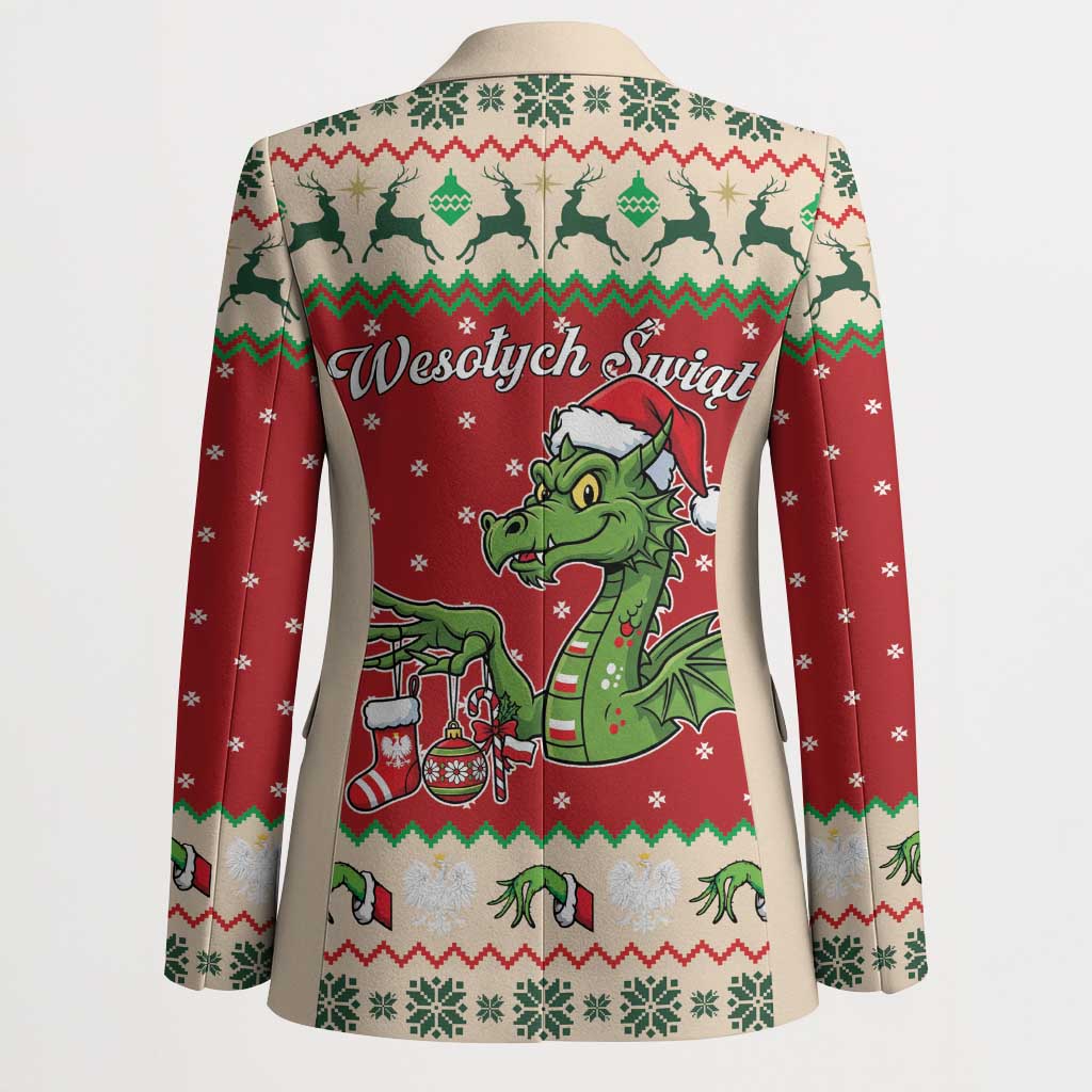 Poland Dinosaur Christmas Blazer Polish Smok Wawelski Wesołych Swiat - Wonder Print Shop