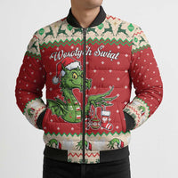 Poland Dinosaur Christmas Bomber Puffer Jacket Polish Smok Wawelski Wesołych Swiat - Wonder Print Shop