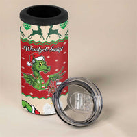 Poland Dinosaur Christmas 4 in 1 Can Cooler Tumbler Polish Smok Wawelski Wesołych Swiat - Wonder Print Shop