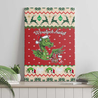 Poland Dinosaur Christmas Canvas Wall Art Polish Smok Wawelski Wesołych Swiat - Wonder Print Shop