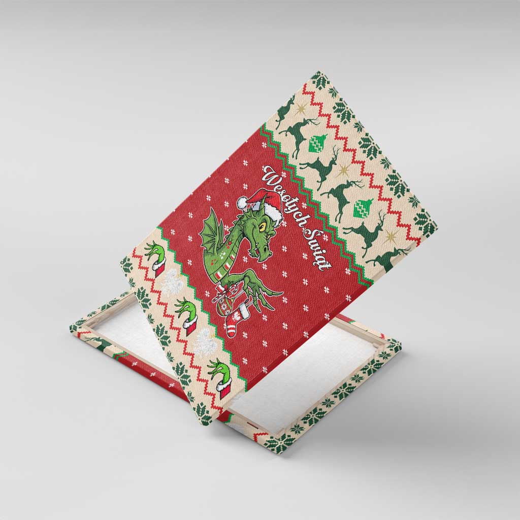 Poland Dinosaur Christmas Canvas Wall Art Polish Smok Wawelski Wesołych Swiat - Wonder Print Shop