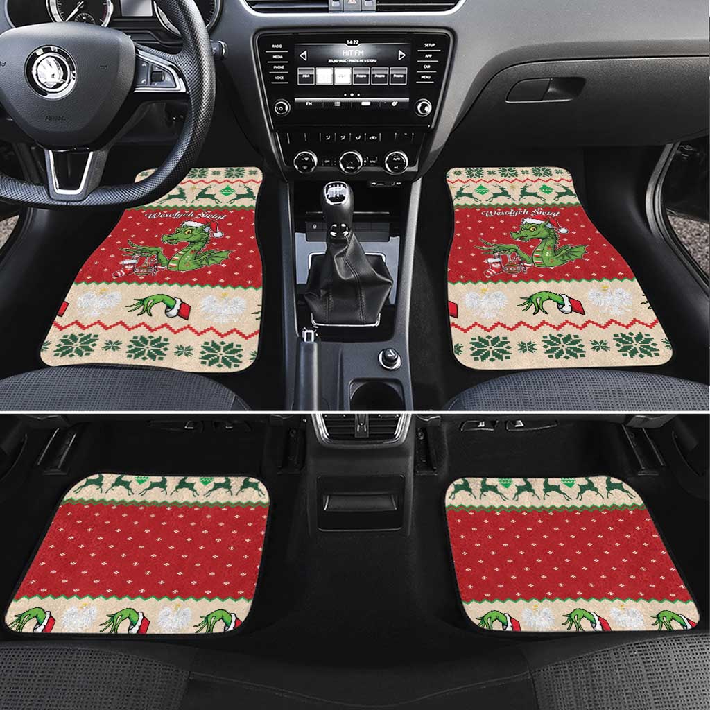 Poland Dinosaur Christmas Car Mats Polish Smok Wawelski Wesołych Swiat - Wonder Print Shop